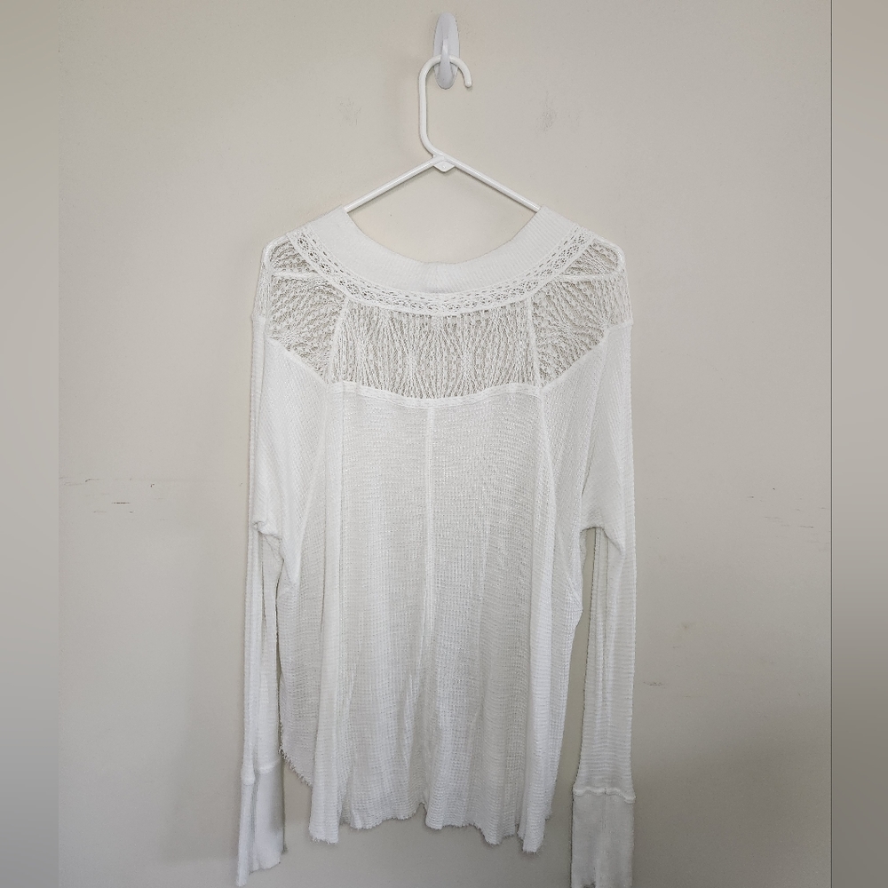 Free People White Lace Detail Top - Picture 5 of 9